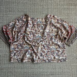 🌿 Pure Jill Block Print Boxy Top | Size S Petite